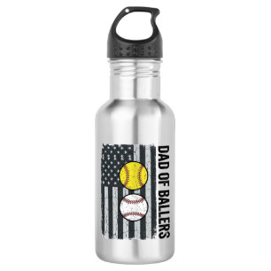 Vater der Baller Softball Baseball Patriotisch Edelstahlflasche