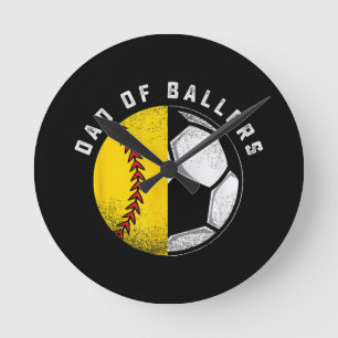 Vater der Baller Vater-Sohn-Softball-Fußballspiele Runde Wanduhr