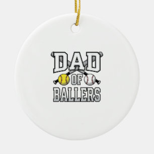 Vater der Baller Vintage Baseball Softball T-Shirt Keramik Ornament