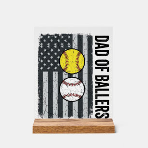 Vater der Ballers Softball Baseball Patriotisch Acrylschild