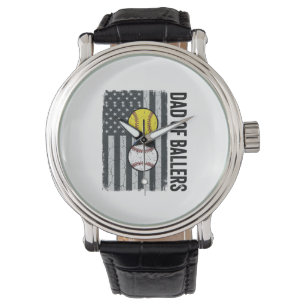 Vater der Ballers Softball Baseball Patriotisch Armbanduhr