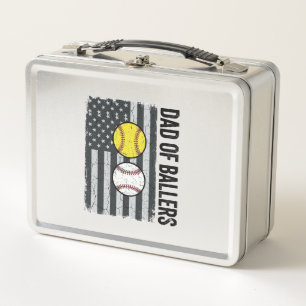 Vater der Ballers Softball Baseball Patriotisch Metall Brotdose