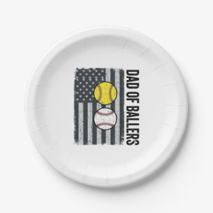 Vater der Ballers Softball Baseball Patriotisch Pappteller