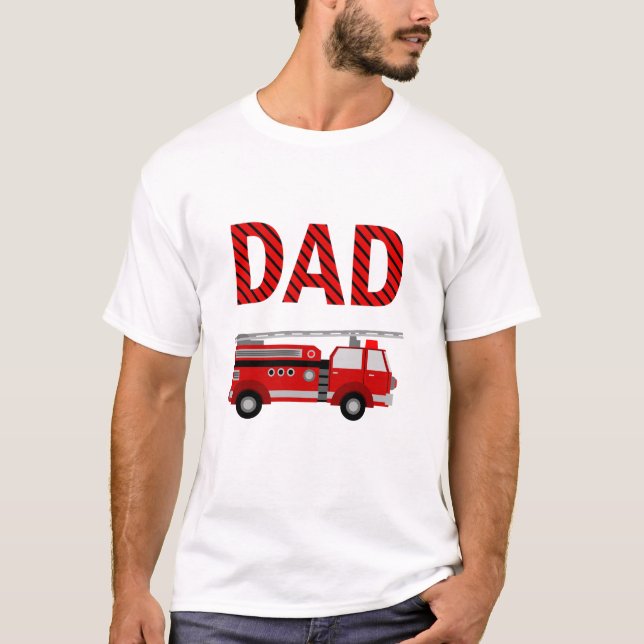 Vater der Birthday Party für Feuerwehrfahrzeuge T-Shirt (Vorderseite)