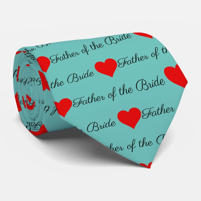 Vater der Braut Blue Red Hearts Neck Tie Krawatte (Gerollt)