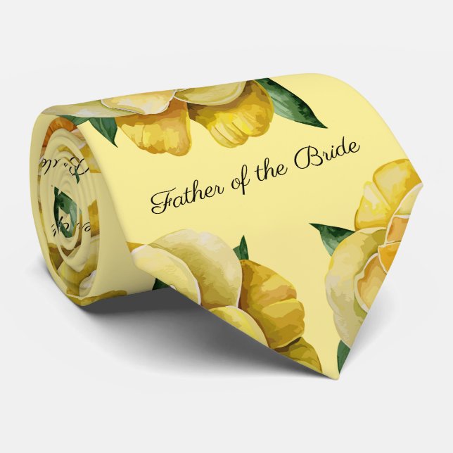 Vater der Braut Gelben Roses Neck Tie Krawatte (Gerollt)