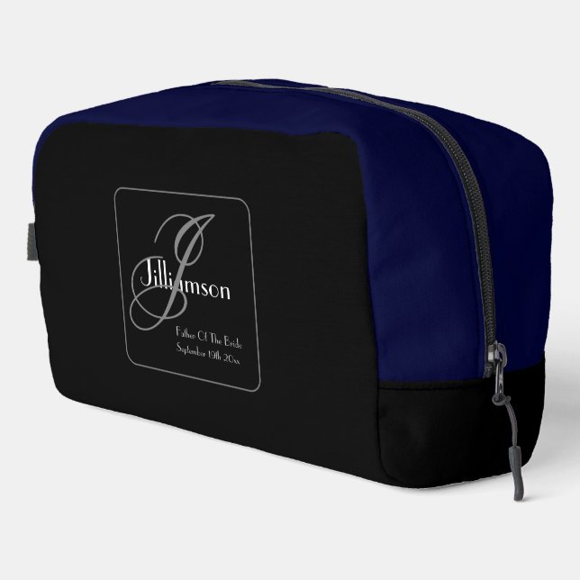 Vater der Braut Geschenk Elegante Monogramm Chic B Waschbeutel (Rechte Ecke)