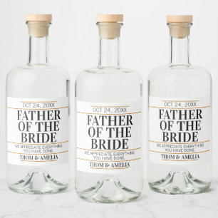 Vater der Braut Hochzeit Danke an die Eltern Alkoholflaschenetikett