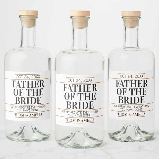 Vater der Braut Hochzeit Danke an die Eltern Alkoholflaschenetikett (Flaschen)