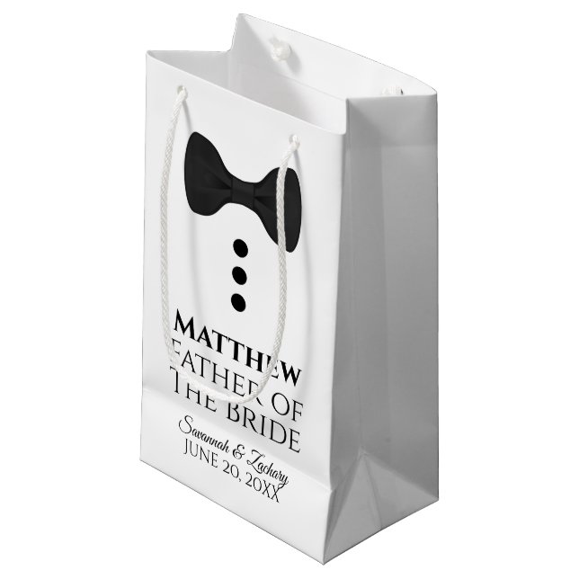 Vater der Braut Hochzeitsgeschenk Tasche Black Kra Kleine Geschenktüte (Vorderseite Schrägansicht)