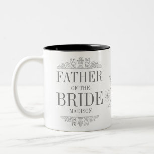 Vater der Braut Rustikale graue Hochzeitmonogramm Zweifarbige Tasse