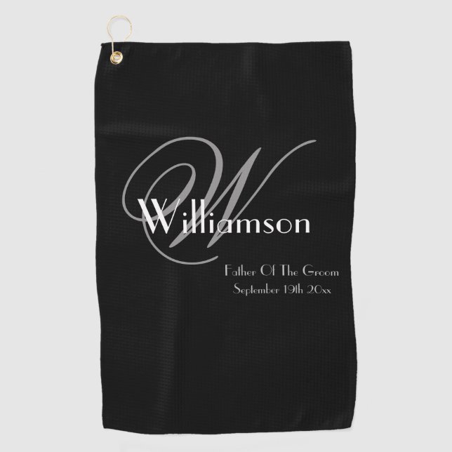 Vater der Groom Geschenk klassische Monogramm mode Golfhandtuch (Vorderseite)