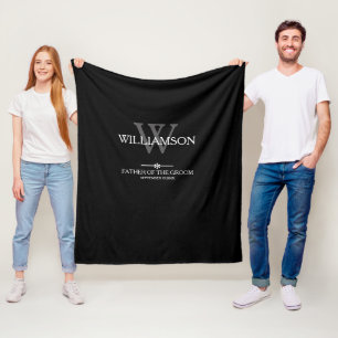 Vater der Groom Hochzeitsgeschenk Monogram Chic Bl Fleecedecke