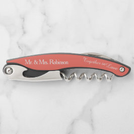 Vater der Groom Koral Gastgeschenk Hochzeit Corksc Kellnermesser