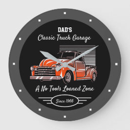Vater der klassischen LKW-Garage, Name Chevy Black Große Wanduhr