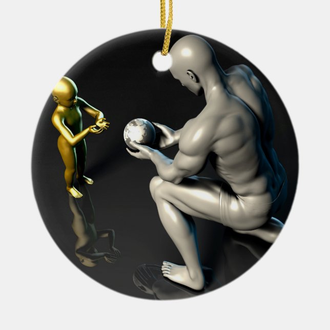 Vater, der Klugheit zu seinem Kind oder zu Sohn Keramikornament (Vorne)