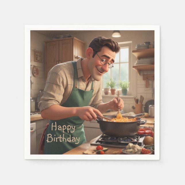 Vater der Koch Geburtstag Serviette (Vorderseite)