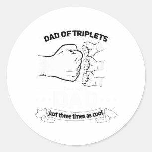 Vater der Triplets Ankündigung Vatertag Daddy Tri Runder Aufkleber