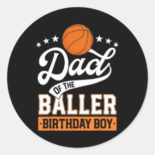 Vater des Baller Birthday Boy Basketball Thema P Runder Aufkleber