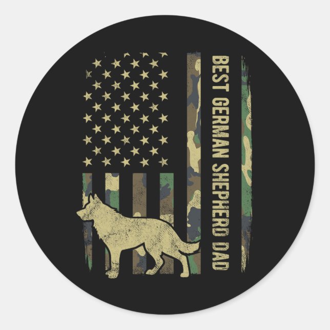 Vater des deutschen Schäferhundes Camouflage Ameri Runder Aufkleber (Vorderseite)