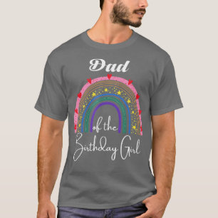 Vater des Geburtstagsmädchens Regenbogen Boho Gebu T-Shirt