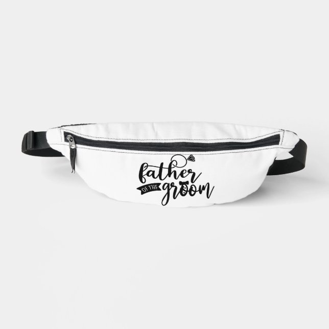 Vater des Groom Black Text auf White Fanny Pack Bauchtasche (Vorderseite)