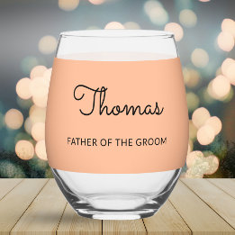Vater des Groom-Hochzeitspfirsich Personalisiert Weinglas Ohne Stiel