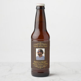 Vater des Jahres haben ein Bier Foto Vorlage Bierflaschenetikett