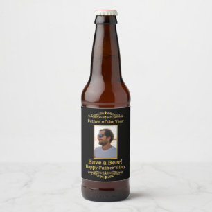 Vater des Jahres haben ein Bier Foto Vorlage Bierflaschenetikett