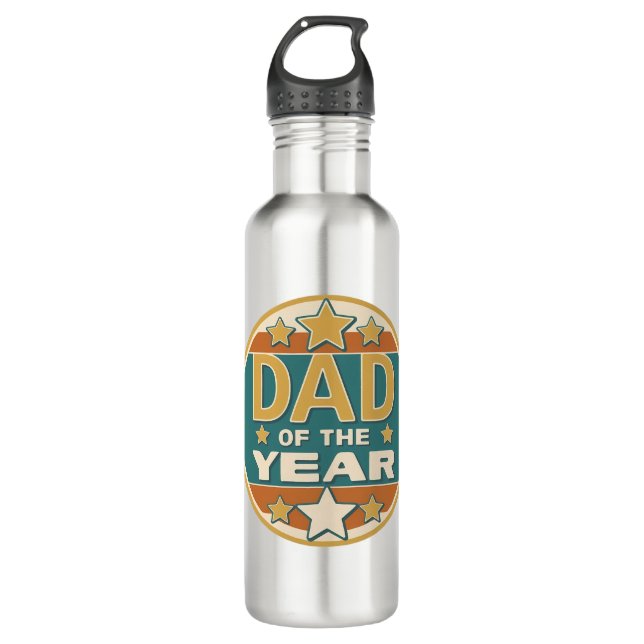 Vater des Retro-Abzeichens des Jahres - Geschenk d Edelstahlflasche (Vorderseite)