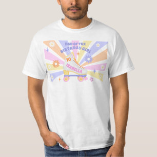 Vater des Skate der Geburtstagsmädchen Retro Rolle T-Shirt