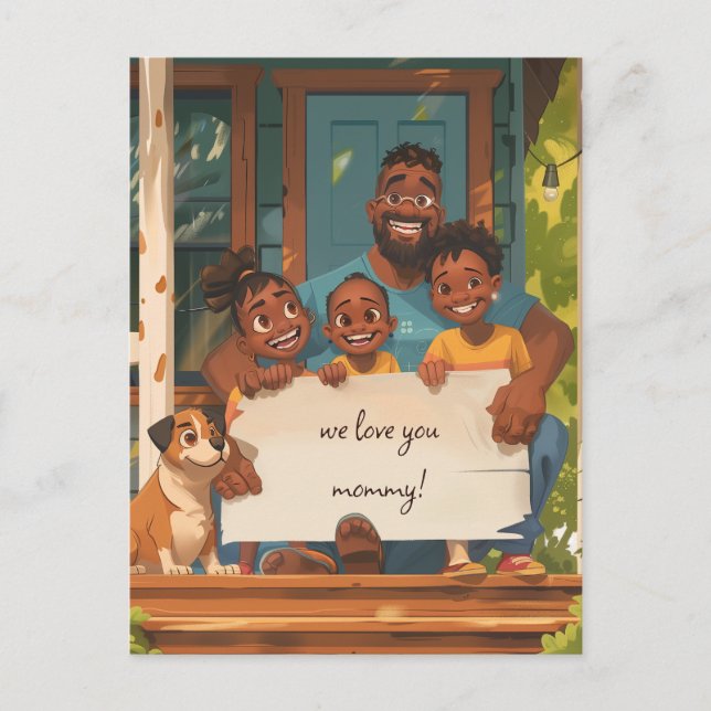 Vater, drei Kinder und der Hund Postkarte (Vorderseite)