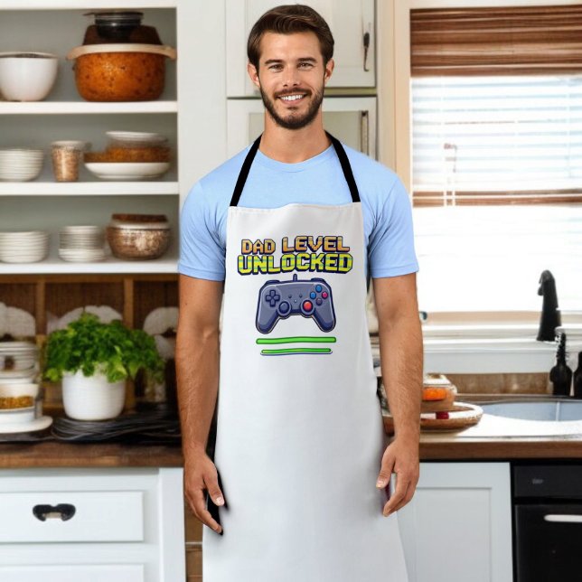 Vater-Ebene entriegelt | Gamer Vater Erster Vatert Schürze (Von Creator hochgeladen)