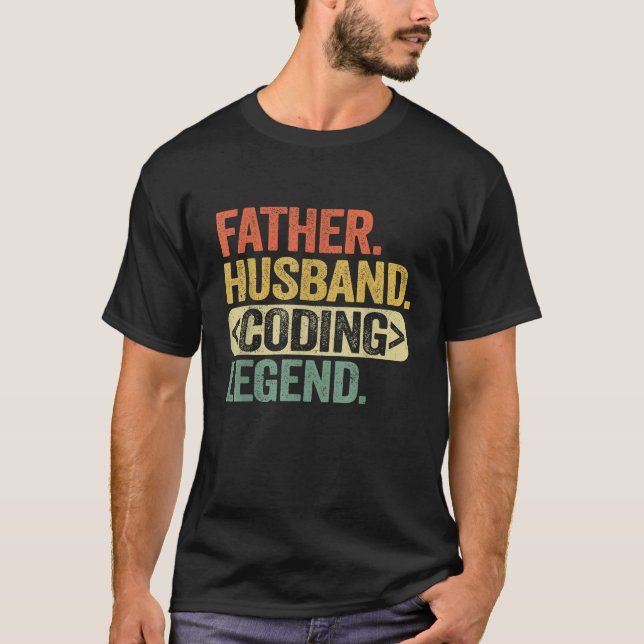 Vater Ehemann Coding-Legende Lustige Software T-Shirt (Vorderseite)