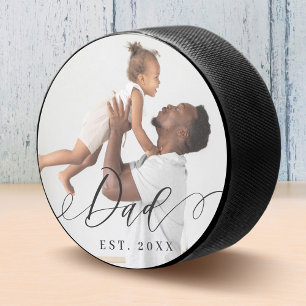 Vater Elegantes Script Minimal Vatertag Geschenk F Eishockey Puck