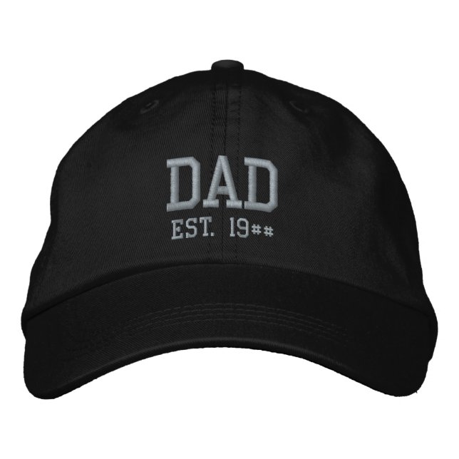 Vater Est. 19## Schwarz und Grau Bestickte Baseballkappe (Vorderseite)
