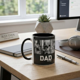 Vater Est 3 Foto Schwarz & Weiß Jahr Vatertag Tasse