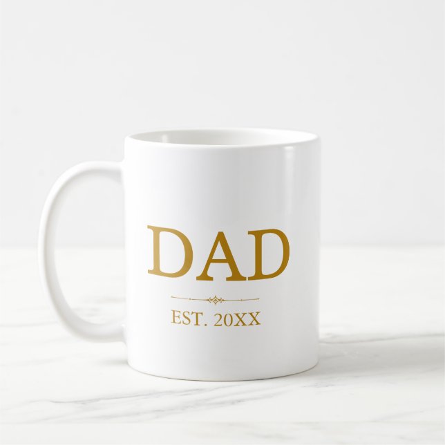 Vater Est. Datum mit Kindernamen Gold-Script Kaffeetasse (Links)