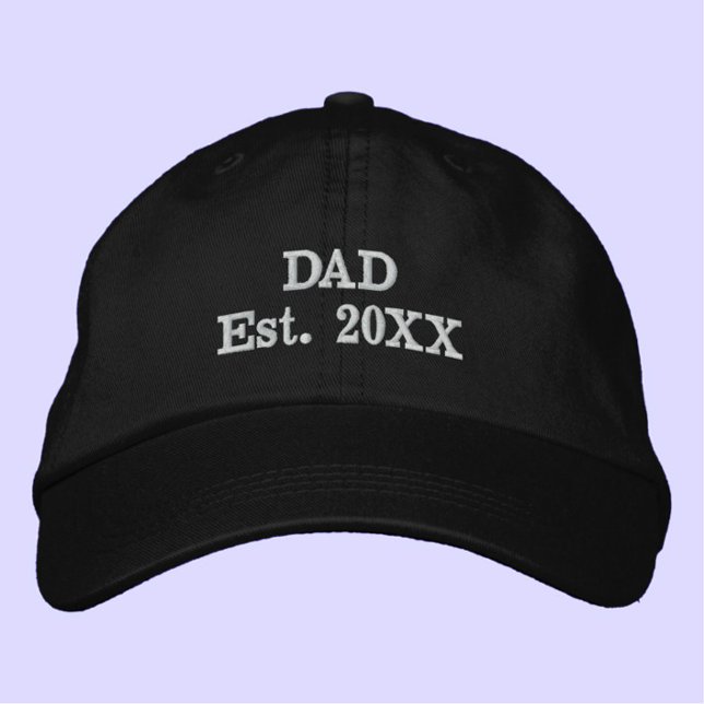 "Vater Est. JAHR" Modernes, Minimalistisches Cool  Bestickte Baseballkappe (A fun, custom hat for Dad!)