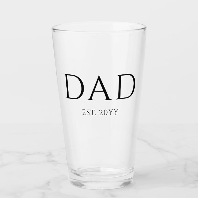 Vater Est Modern New Daddy zum Vater geworben Glas (Vorderseite)