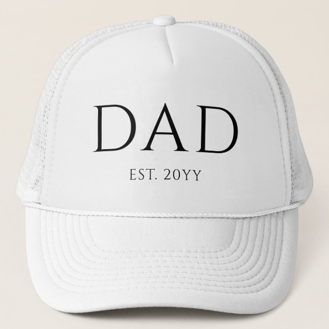 Vater Est Modern New Daddy zum Vater geworben Truckerkappe (Vorderseite)