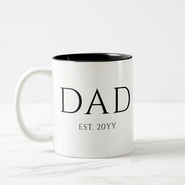 Vater Est Modern New Daddy zum Vater geworben Zweifarbige Tasse (Links)