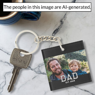 Vater etablierte moderne fette Typografie Foto Schlüsselanhänger