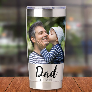 Vater Etablierte Schrift Schwarz 2 Foto Thermobecher