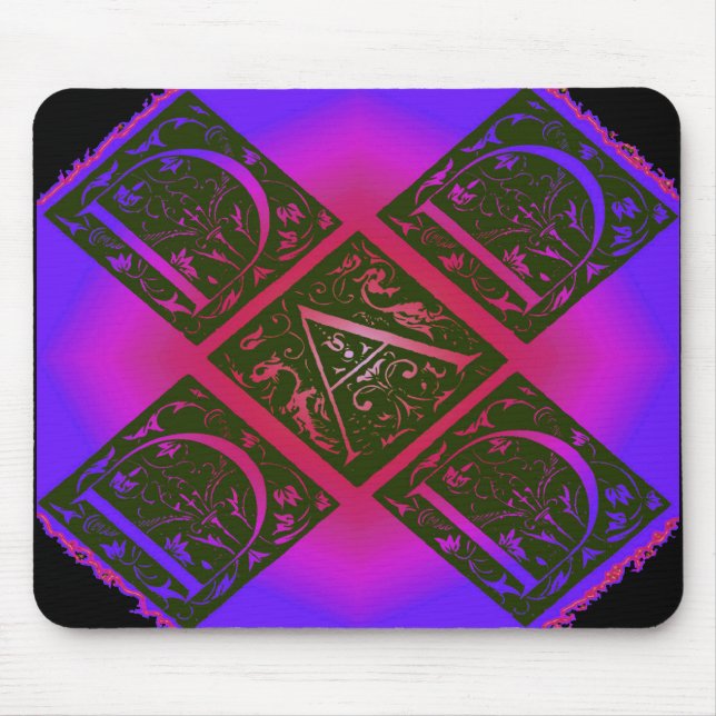 Vater Extravagant Typografie Muster Schwarz & Lila Mousepad (Vorne)