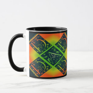 Vater Fancy-Typografie-Muster Schwarz & Orange Tasse