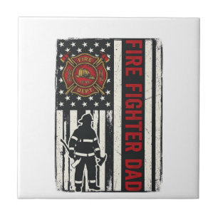 Vater-Feuerwehrmann-Design mit Distressed-Flagge V Fliese