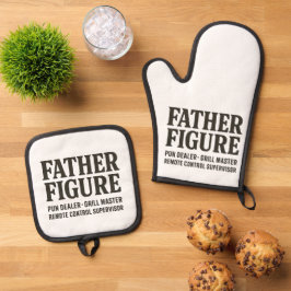 Vater Figur Pun-Händler Lustiges Vater-Shirt Ofenhandschuh & Topflappen-Set