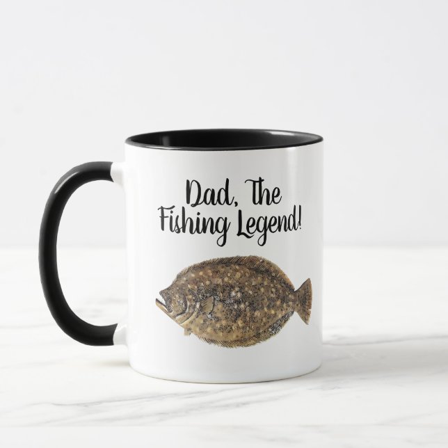 Vater Fischen Legend Flounder Fisch Fischer Tasse (Links)