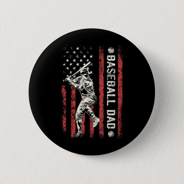 Vater Flag Gift Vater Männer Baseball Vatertag Button (Vorderseite)